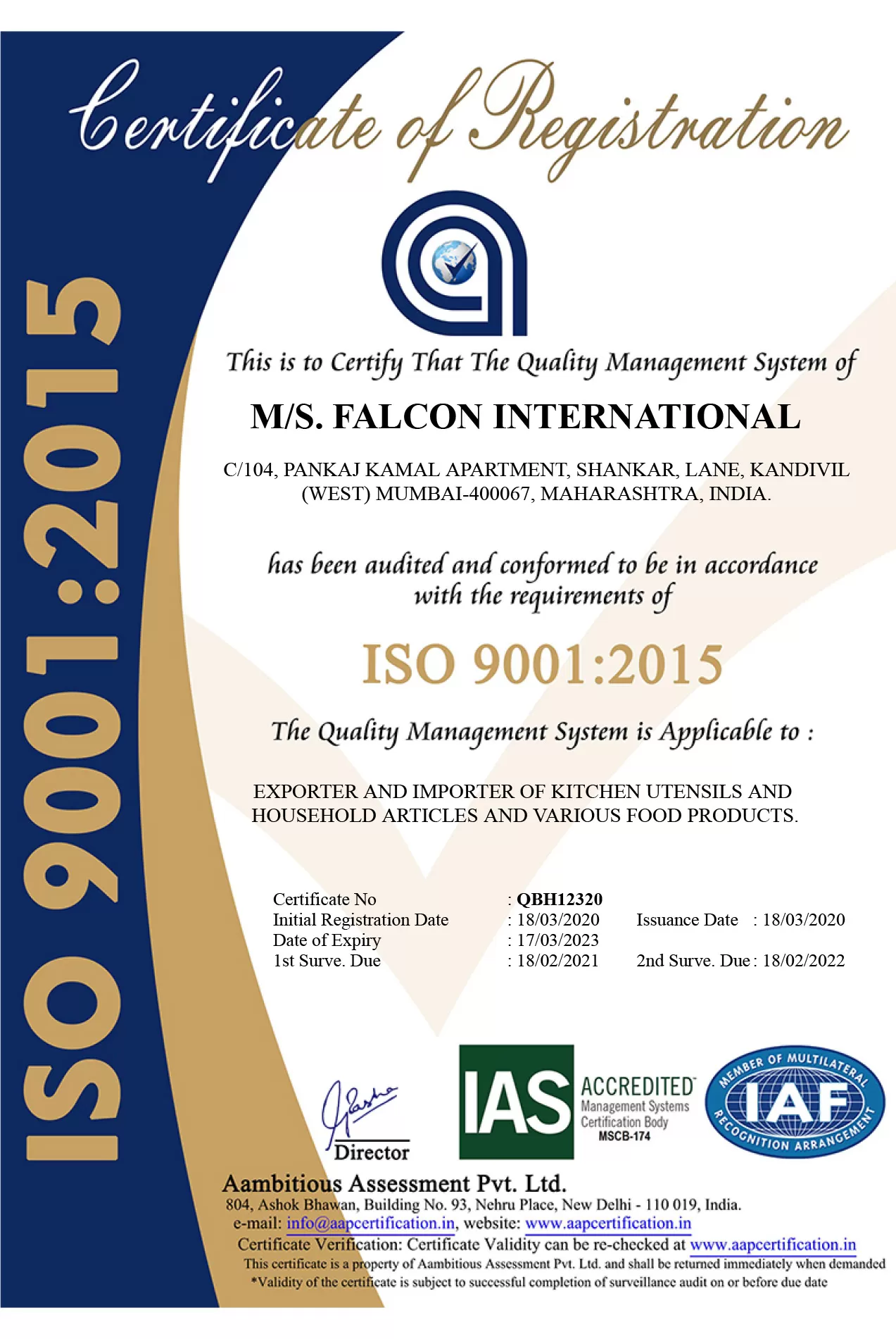 FALCON INTERNATIONAL ISO