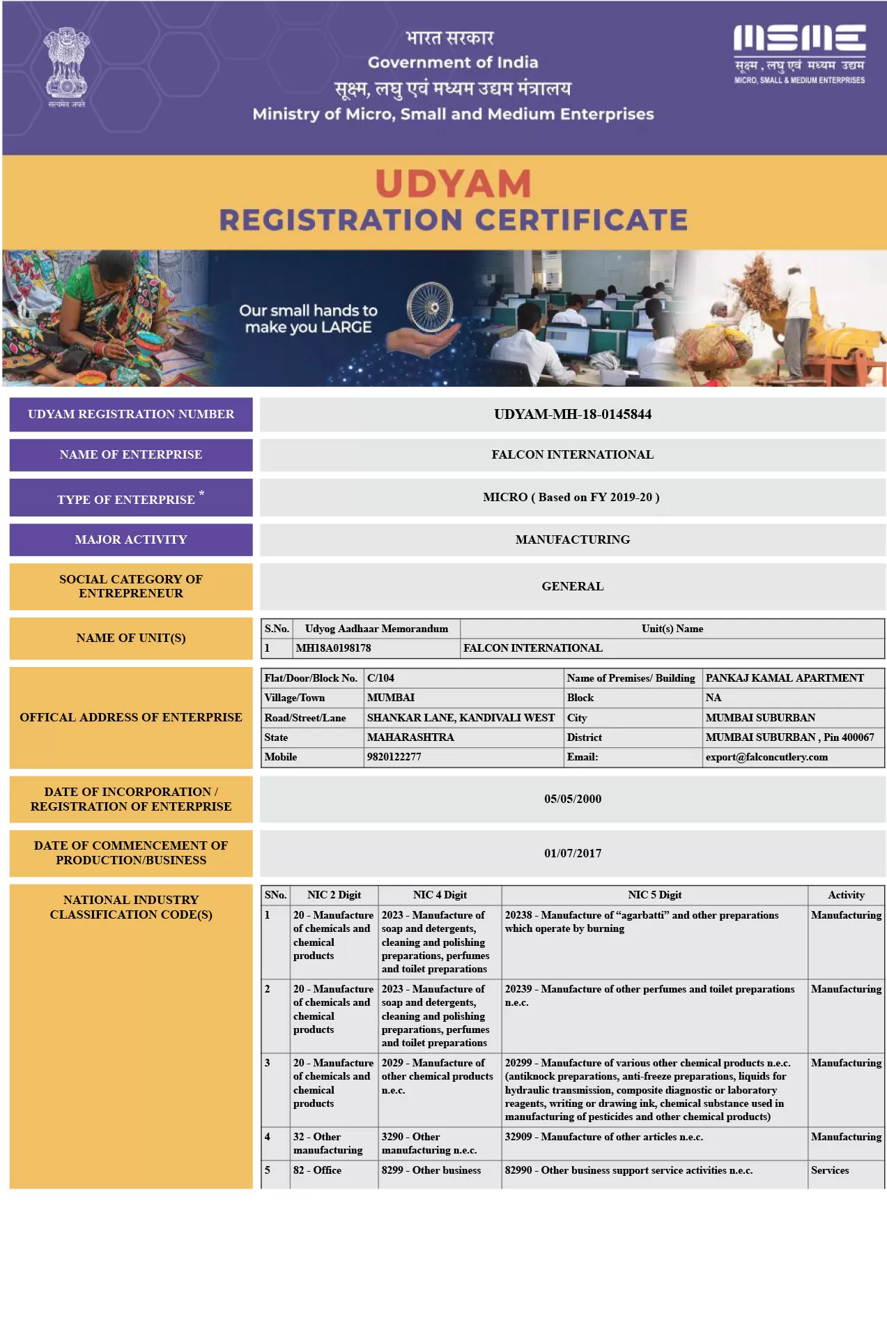 UDYAM CERTIFICATE